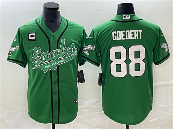 Philadelphia Eagles #88 Dallas Goedert Green With C Patch Cool Base Stitched Jersey
