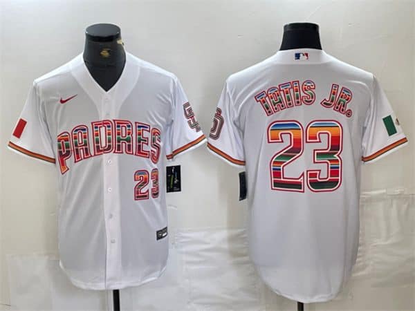 San Diego Padres #23 Fernando Tatis Jr. Mexico White Cool Base Stitched Jersey
