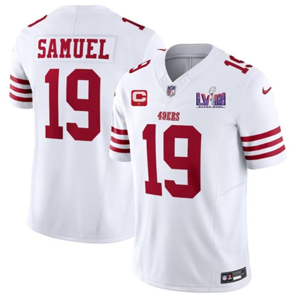 San Francisco 49ers #19 Deebo Samuel White 2024 F.U.S.E. Super Bowl LVIII Patch And 1-Star C Patch Vapor Untouchable Limited Stitched Jersey