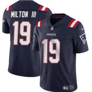 New England Patriots #19 Joe Milton III Navy 2024 Vapor Limited Stitched Jersey