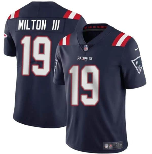 New England Patriots #19 Joe Milton III Navy 2024 Vapor Limited Stitched Jersey
