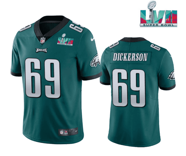 Philadelphia Eagles #69 Landon Dickerson Green Super Bowl LVII Patch Vapor Untouchable Limited Stitched Jersey