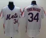 Mets #34 Noah Syndergaard White(Blue Strip) Flexbase Authentic Collection Alternate Stitched Jersey