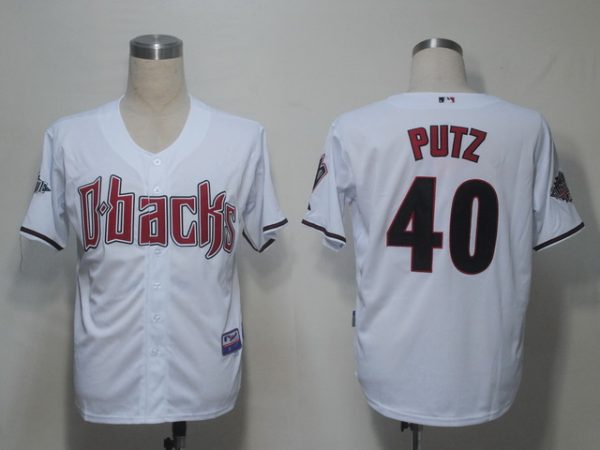 Diamondbacks #40 J.J Putz White Cool Base Stitched Jersey