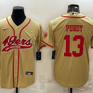 San Francisco 49ers #13 Brock Purdy Gold With Patch Cool Base Stitched Baseball Jersey