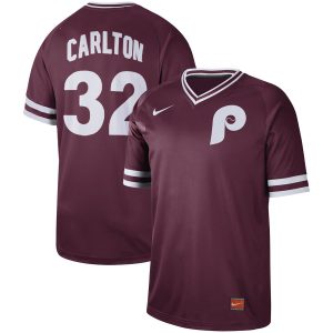 Philadelphia Phillies #32 Steve Carlton Maroon Cooperstown Collection Legend Stitched Jersey
