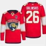 Florida Panthers #26 Uvis Balinskis Red 2024 Stanley Cup Final Patch Stitched Jersey