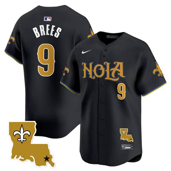 New Orleans Saints #9 Drew Brees Black Cool Base Stitched Jersey