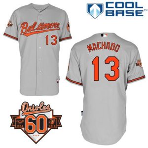 Orioles #13 Manny Machado Grey Cool Base Stitched Jersey