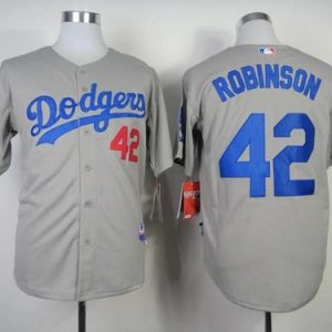 Dodgers #42 Jackie Robinson Grey Cool Base Stitched Jersey