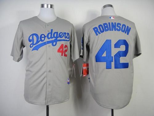 Dodgers #42 Jackie Robinson Grey Cool Base Stitched Jersey