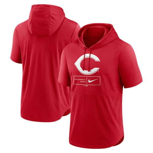 Cincinnati Reds Red Short Sleeve Pullover Hoodie