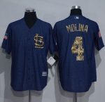 Cardinals #4 Yadier Molina Denim Blue Salute To Service Stitched Jersey