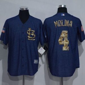 Cardinals #4 Yadier Molina Denim Blue Salute To Service Stitched Jersey