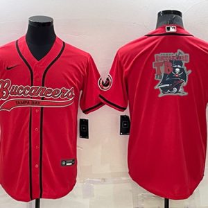 Tampa Bay Buccaneers Red Team Big Logo With Patch Cool Base Stitched Baseball Jersey