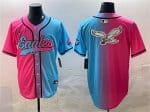 Philadelphia Eagles Team Big Logo Pink Blue Limited Stitched Jersey