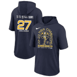 Denver Nuggets #27 Jamal Murray Navy Performance Short Sleeve Pullover Hoodie