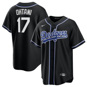 Los Angeles Dodgers #17 Shohei Ohtani Black Lights Out Limited Stitched Jersey
