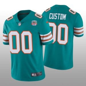 Miami Dolphins Customized Custom 2022 Aqua With 50th Perfect Season Patch Limited Stitched Jersey
