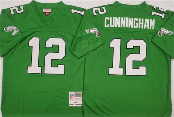 Philadelphia Eagles #12 Randall Cunningham Kelly Green Throwback Stitched Jersey