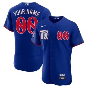 Texas Rangers Custom 2023 Royal City Connect Flex Base Stitched Jersey