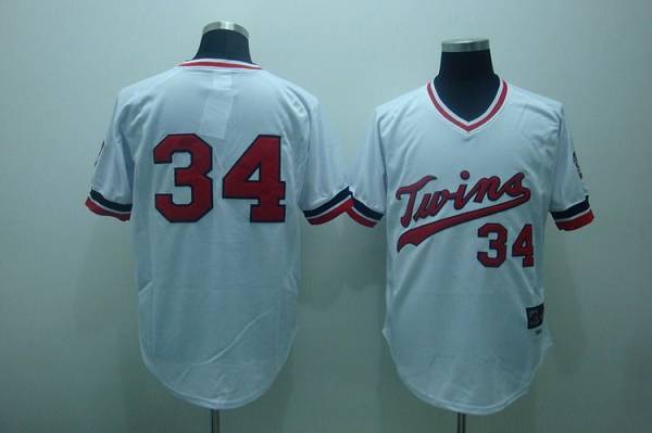 Twins #34 Kirby Puckett Stitched White Cooperstown Throwback Jersey