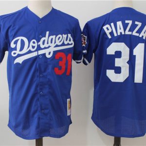 Los Angeles Dodgers #31 Mike Piazza Mitchell Ness Royal Cooperstown Collection Mesh Batting Practice Stitched Jersey