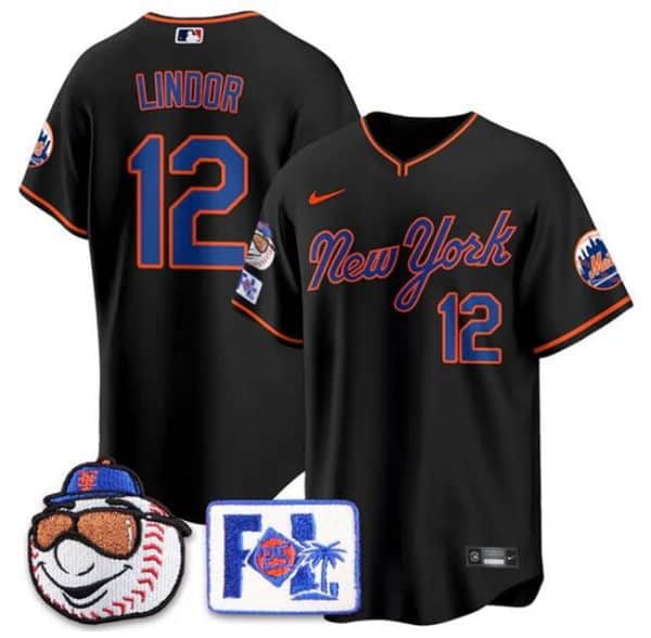 New York Mets #12 Francisco Lindor Black 2025 Spring Training Stitched Jersey
