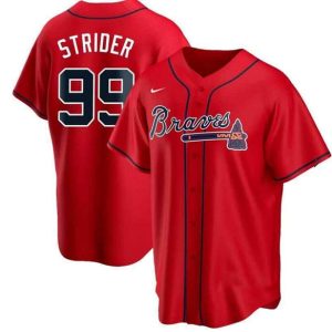 Atlanta Braves #99 Spencer Strider Red Cool Base Stitched Jersey