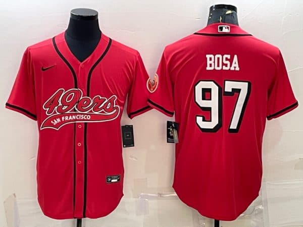 San Francisco 49ers #97 Nick Bosa New Red With Patch Cool Base Stitched Jersey