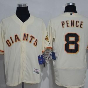Giants #8 Hunter Pence Cream Flexbase Authentic Collection Stitched Jerseys