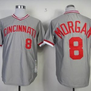 Mitchell And Ness Reds #8 Joe Morgan Grey Throwback Stitched Jersey