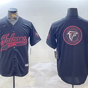 Atlanta Falcons Team Big Logo Black With Patch Cool Base Stitched Jersey