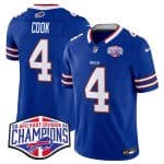 Buffalo Bills #4 James Cook Royal 2024-25 F.U.S.E. AFC East Division Champions Patch Limited Stitched Jersey