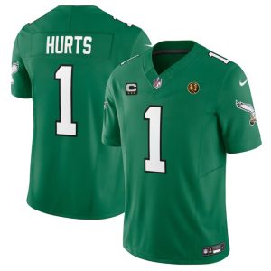 Philadelphia Eagles #1 Jalen Hurts Green 2023 F.U.S.E. Throwback With 3-Star C Patch And John Madden Patch Vapor Limited Stitched Jersey