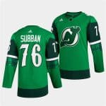 New Jersey Devils #76 P.K. Subban Green Warm-Up St Patricks Day Stitched Jersey