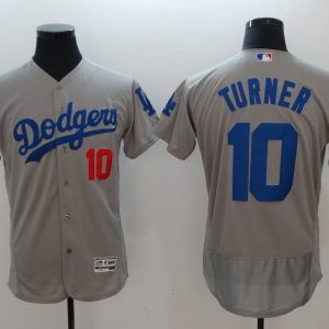 Los Angeles Dodgers #10 Justin Turner Gray Flexbase Stitched Jersey