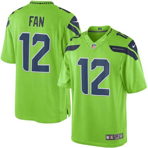 Seahawks #12 Fan Green Stitched Limited Rush Nike Jersey