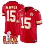 Kansas City Chiefs #15 Patrick Mahomes Red 2025 F.U.S.E. Super Bowl LIX Patch Vapor Untouchable Limited Stitched Jersey