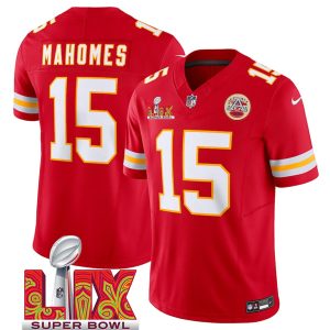 Kansas City Chiefs #15 Patrick Mahomes Red 2025 F.U.S.E. Super Bowl LIX Patch Vapor Untouchable Limited Stitched Jersey