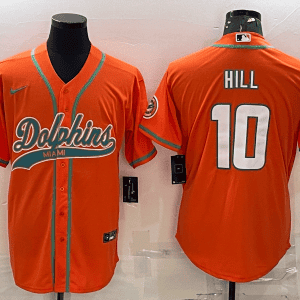 Miami Dolphins #10 Tyreek Hill Orange With Patch Cool Base Stitched Baseball Jersey