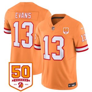 Tampa Bay Buccaneers #13 Mike Evans Orange 2025 F.U.S.E. 50th Anniversary Patch Vapor Untouchable Limited Football Stitched Jersey