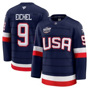 USA #9 Jack Eichel Navy 2025 4 Nations Face-Off Stitched Jersey