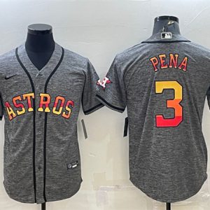 Houston Astros #3 Jeremy Pena Grey Cool Base Stitched Baseball Jersey