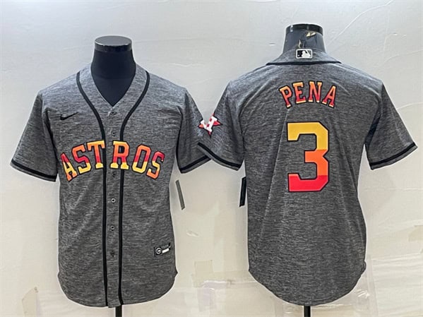 Houston Astros #3 Jeremy Pena Grey Cool Base Stitched Baseball Jersey