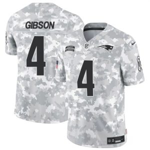 New England Patriots #4 Antonio Gibson 2024 F.U.S.E. Arctic Camo Salute To Service Limited Stitched Jersey