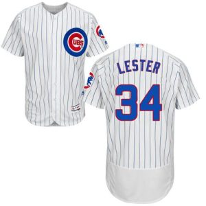 Cubs #34 Jon Lester White(Blue Strip) Flexbase Authentic Collection Stitched Jersey