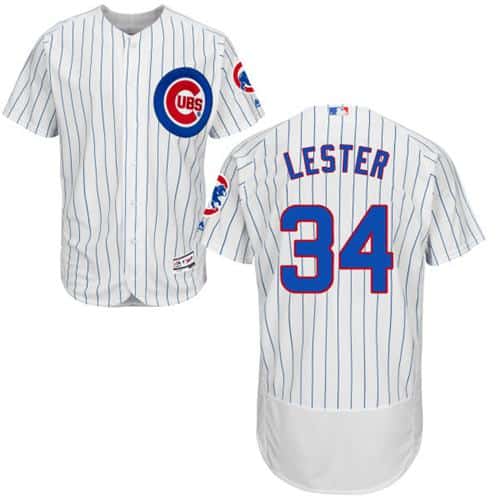 Cubs #34 Jon Lester White(Blue Strip) Flexbase Authentic Collection Stitched Jersey