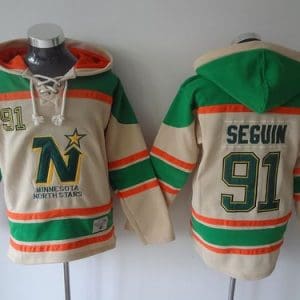 Stars #91 Tyler Seguin Cream Sawyer Hooded Sweatshirt Stitched Jersey