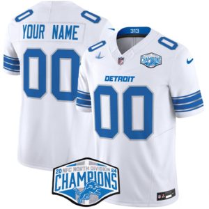 Detroit Lions Custom White 2024 NFC North Champions F.U.S.E. Vapor Limited Stitched Jersey